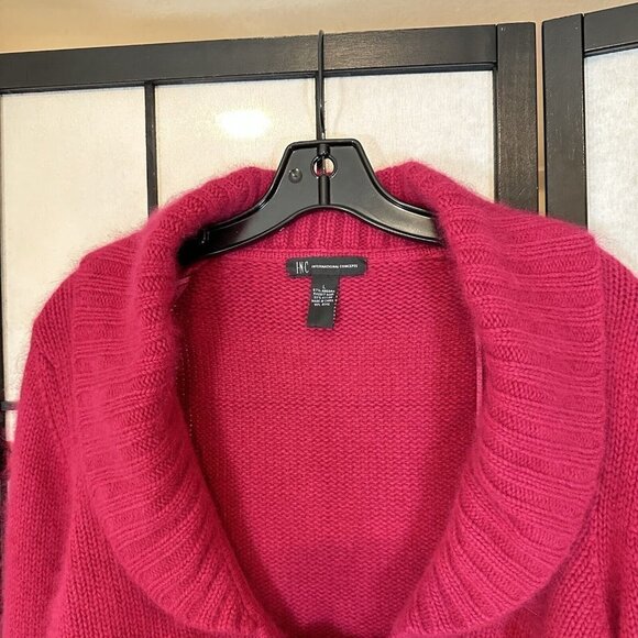 INC International Concepts Crop Tie Front Cardigan Sweater Angora Sz L Y2K Pink - Picture 4 of 5